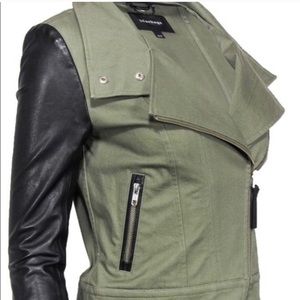 Authentic Mackage Leather Sleeve Moto Jacket
